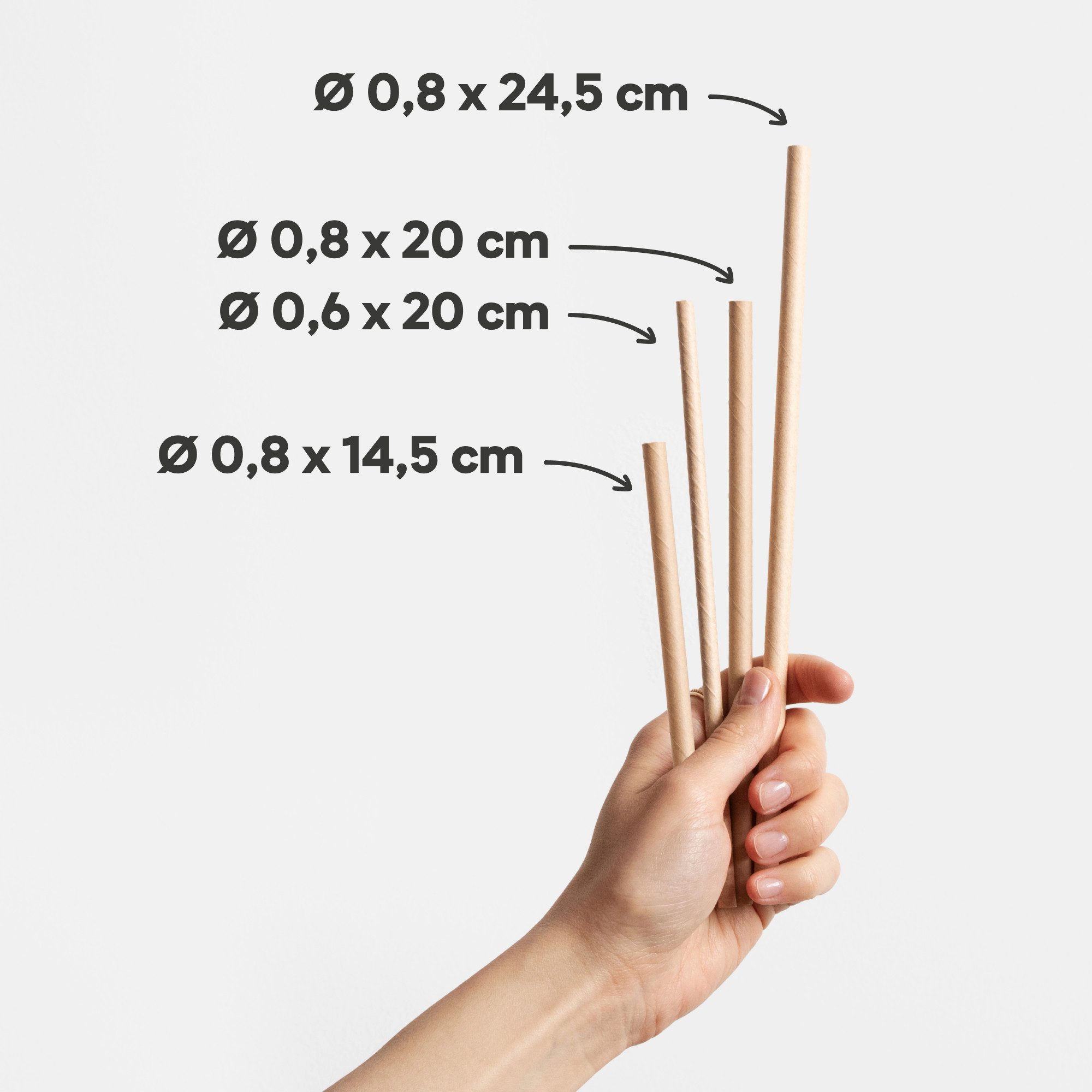 wisefood Trinkhalme Papier-Strohhalme, braun, Ø 0,8 x 24,5 cm, (200-tlg)