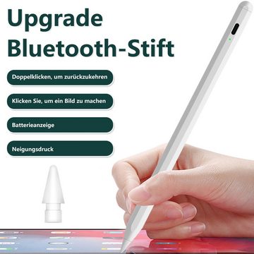 OKWISH Eingabestift Stift Stylus Pen Touchstift Pencil Touchscreen f. Apple iPad 2018-2023 (Neigungsempfindlich Magnetische Adsorption des iPads, 1-St., Hochpräzise Handflächenerkennung Bluetooth Akkustand auf Ipad) Magnetisches Pen Kompatibel mit iPad iPad Pro iPad Mini iPad Air