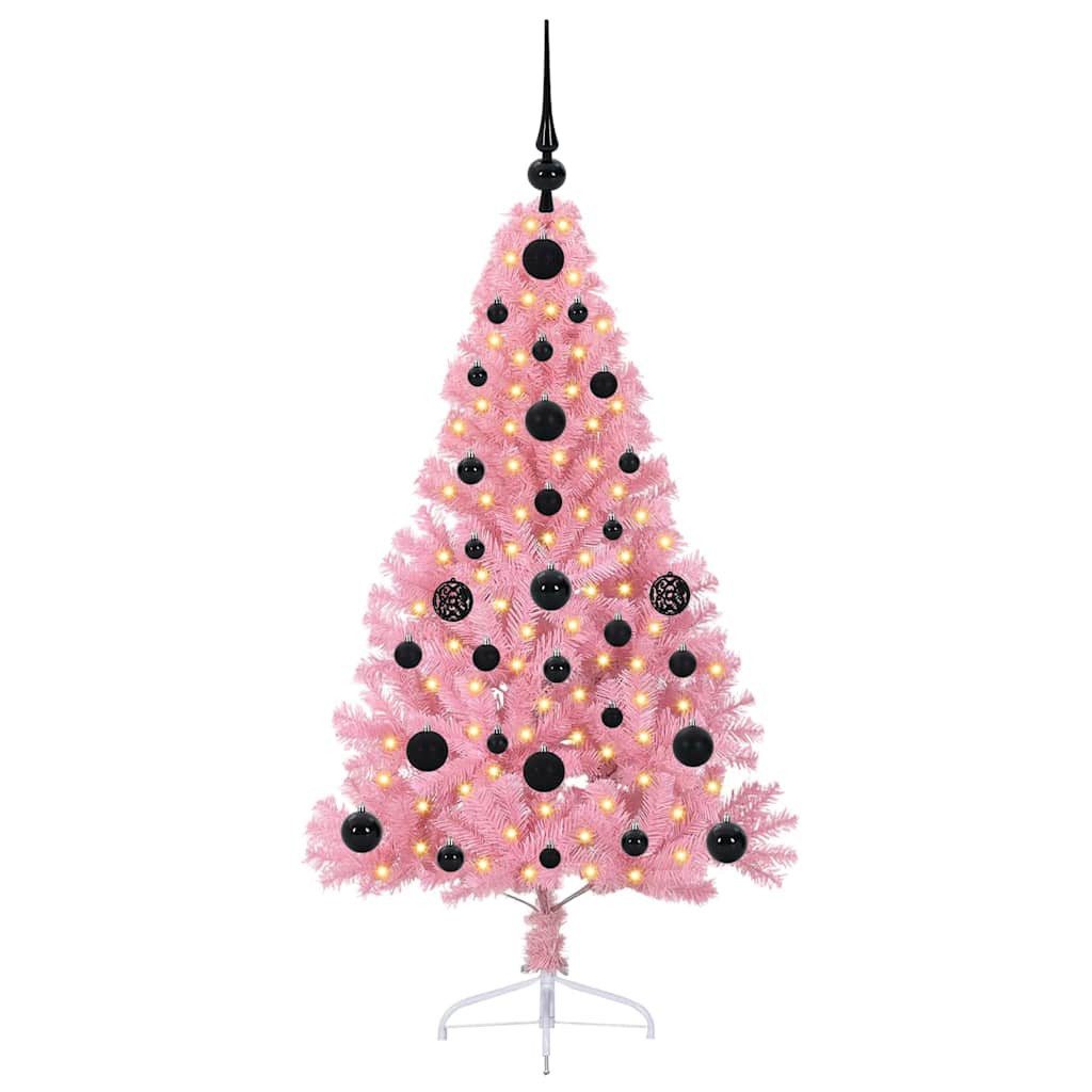 vidaXL Künstlicher Weihnachtsbaum Künstlicher vorbeleuchteter Weihnachtsbaum Rosa 120 cm PVC