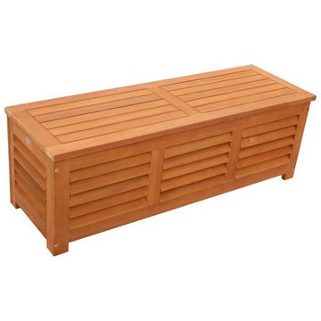 DEGAMO Kissenbox MONZA (1 St), 128x42x43,5cm, Eukalyptus Holz, mit Sitzpolster grau