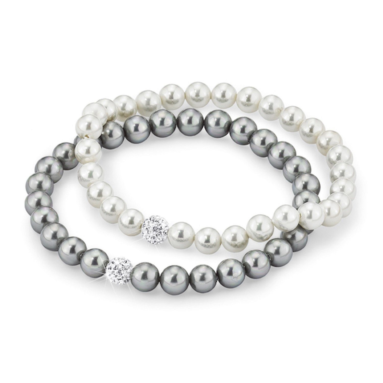 Amor Silberarmband »für Damen, Sterling Silber 925, Zirkonia (synth)  Glasperle« (Armband, 2-tlg) online kaufen | OTTO