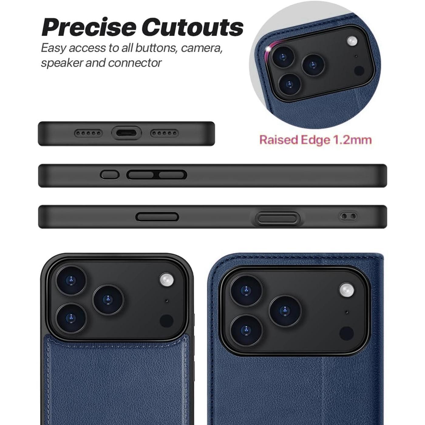 CoolGadget Handyhülle Magnet Book Case für Apple iPhone 17 Pro Hülle + Klapphülle 6,3 Zoll, 2in1 abnehmbare magnetische RFID Schutzhülle Kartenfach Fotofenster – Bild 4 von 5