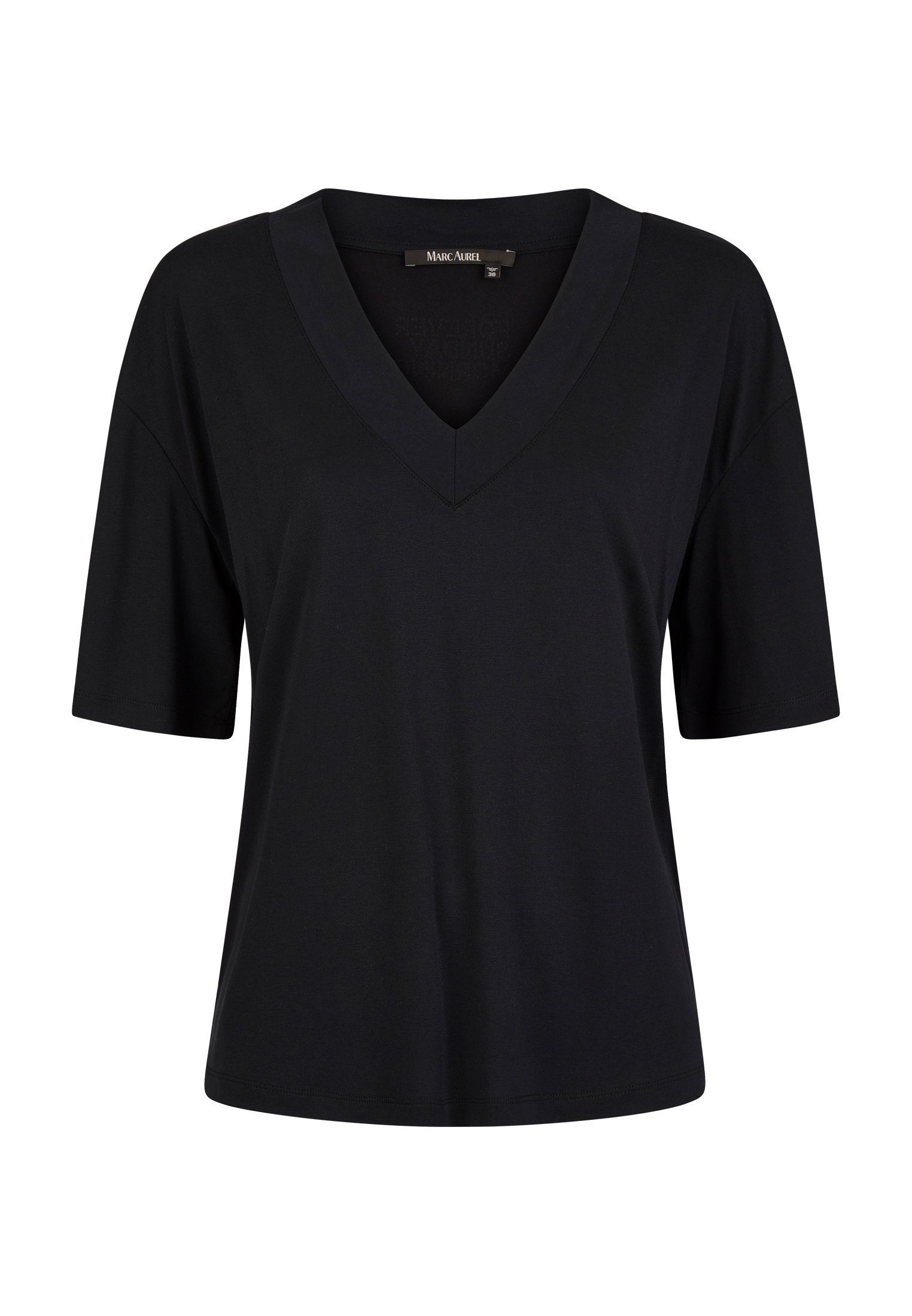 MARC AUREL T-Shirt mit großem schwarz V-Ausschnitt