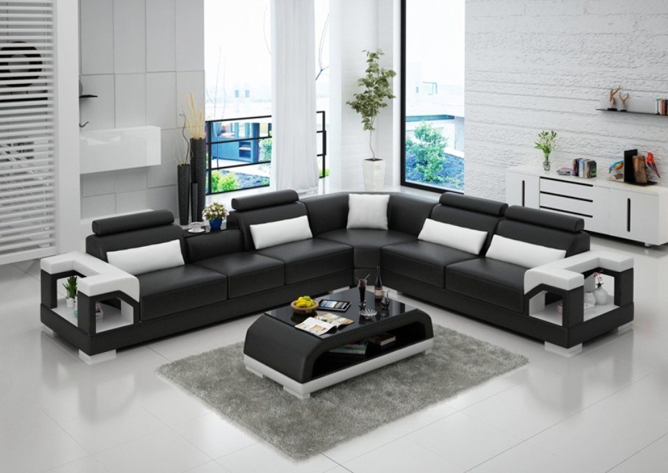 Design Ledersofa Sofa Modern Couch Ecksofa Eck Wohnlandschaft JVmoebel Ecksofa,