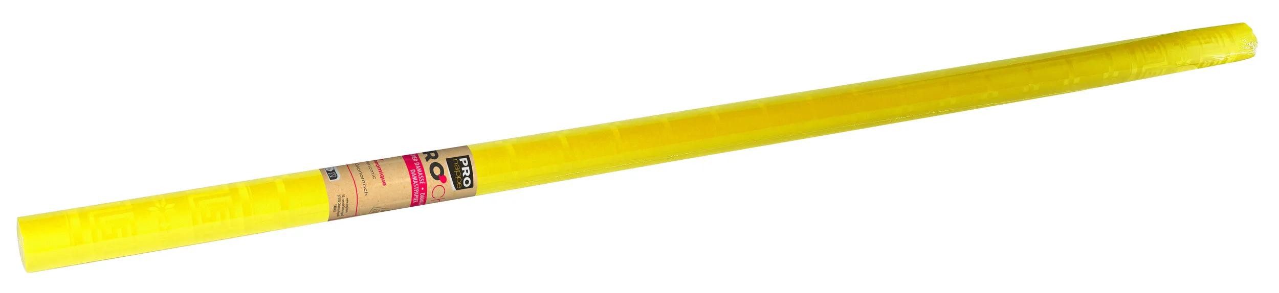 PROnappe Tischband 12x Papiertischdecke auf Rolle mit Damastprägung 1,18x6m Gelb R480620I, Nappes rouleaux papier damassé