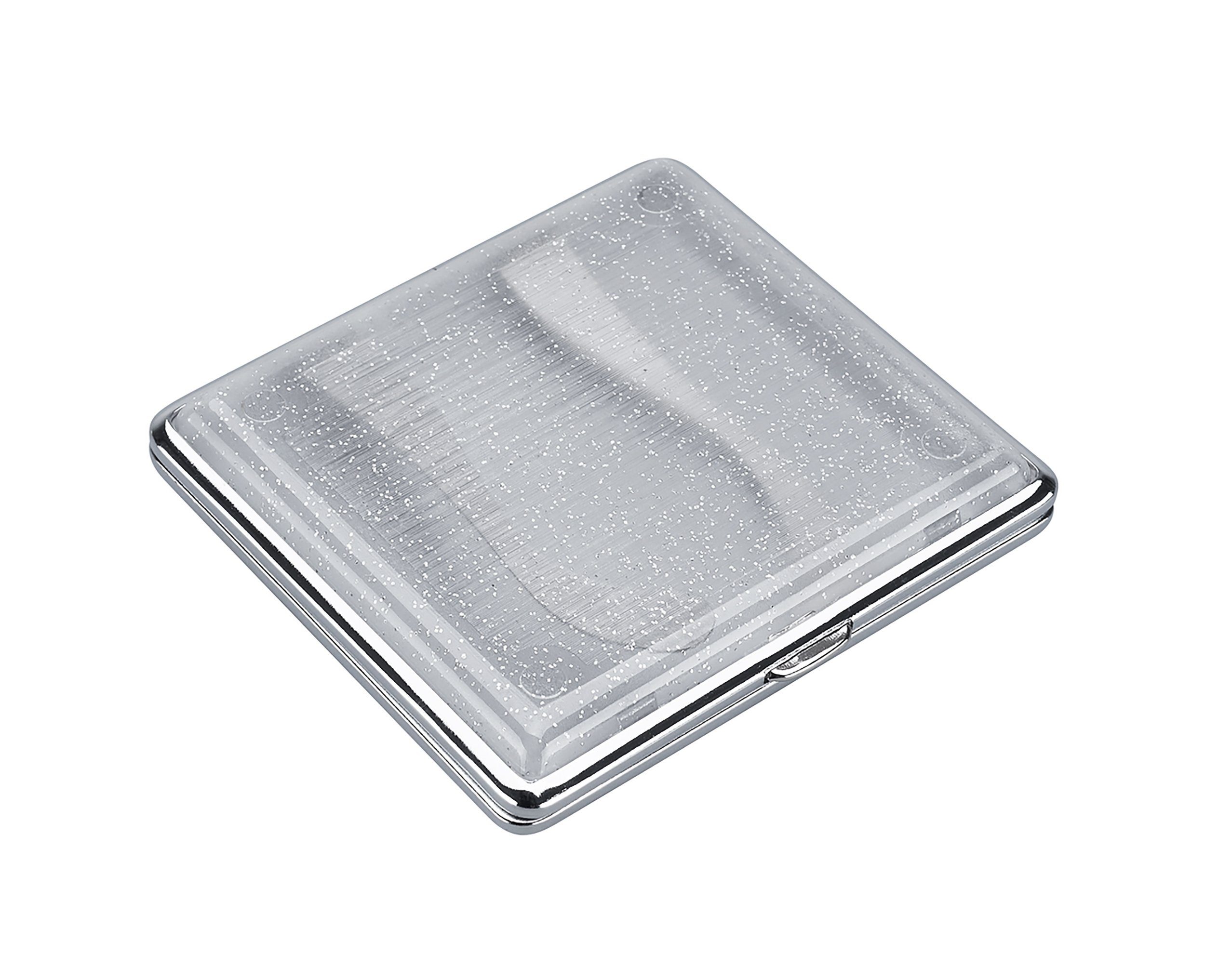 Etui ZIGARETTENETUI "PEARL" aus Kunststoff mit Glitzer 47 (Silber)