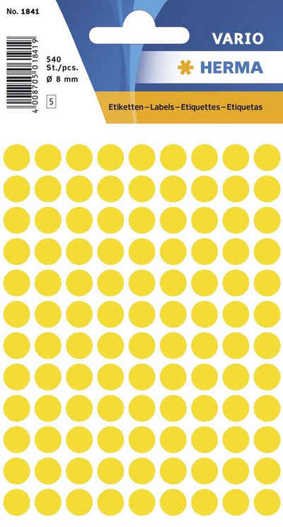 HERMA Etiketten HERMA Markierungspunkte, Durchmesser: 8 mm, gelb