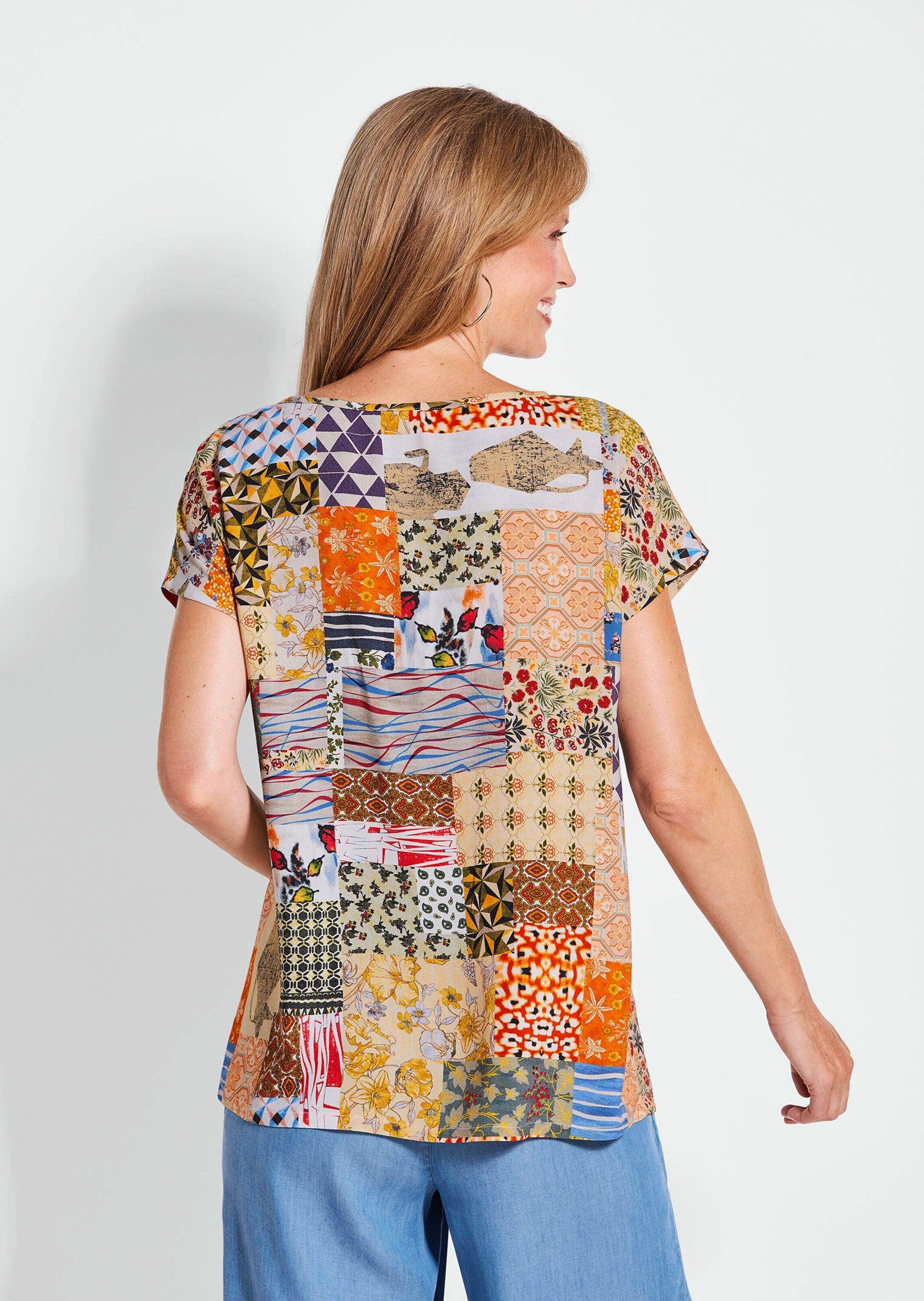 GOLDNER Schlupfbluse Luftige Viskosebluse mit Patch-Print Floral gemusterte günstig online kaufen