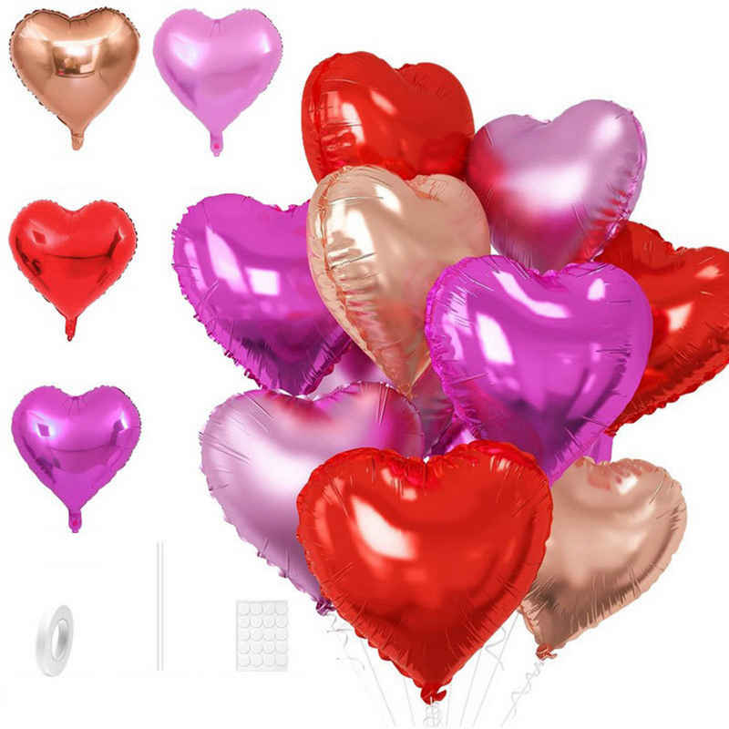 MAGICSHE Luftballon Liebesballon 10 Stück 18 Zoll Herz Folienballon für Partys