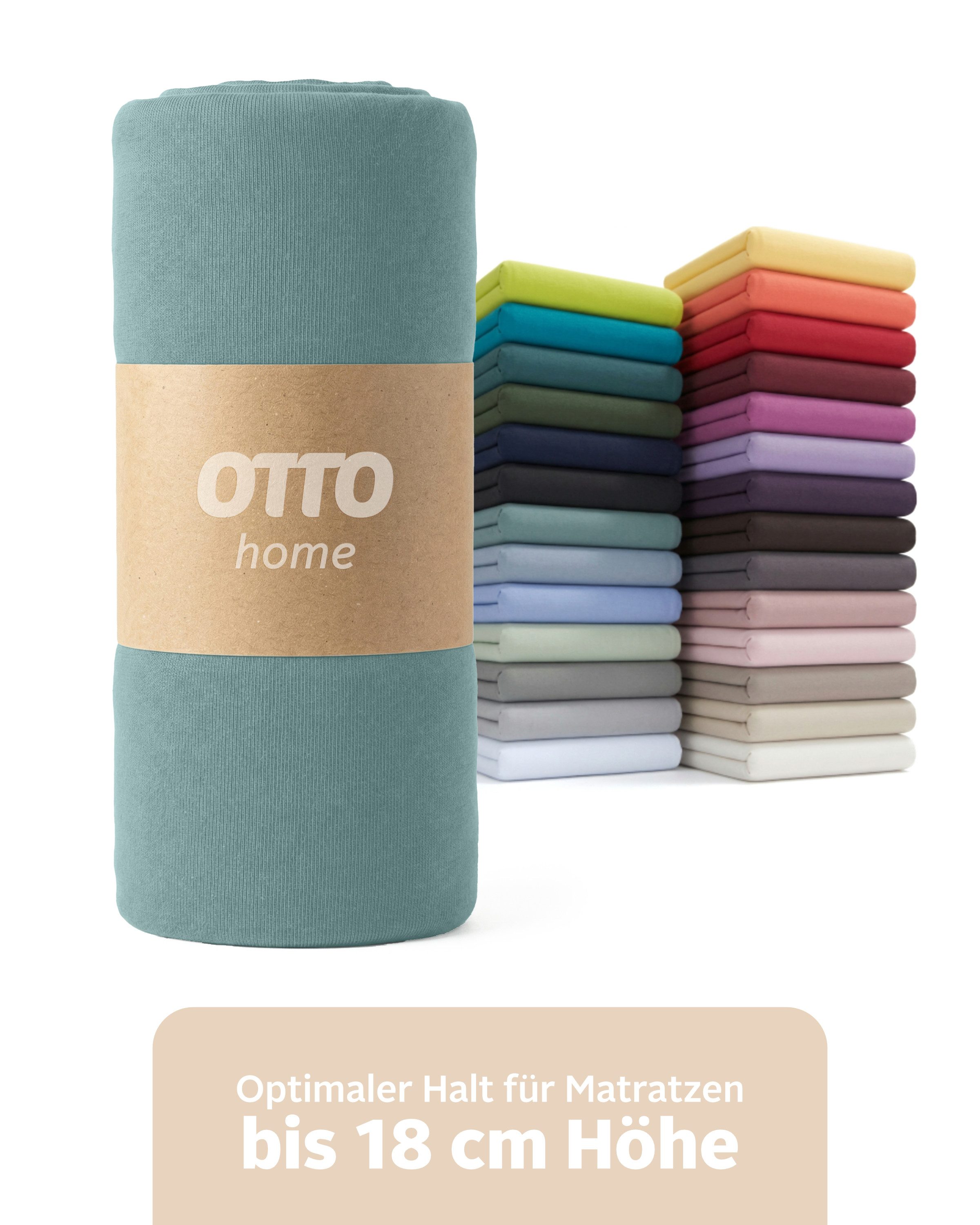 OTTO home Spannbettlaken Physalis Basic und PREMIUM Qualität, 100% Baumwolle, Jersey und Biber, Jersey (110 g/m), Gummizug: rundum, (1 Stück), Bettlaken für Matratzen bis 18 cm Höhe, Spannbetttuch, Laken