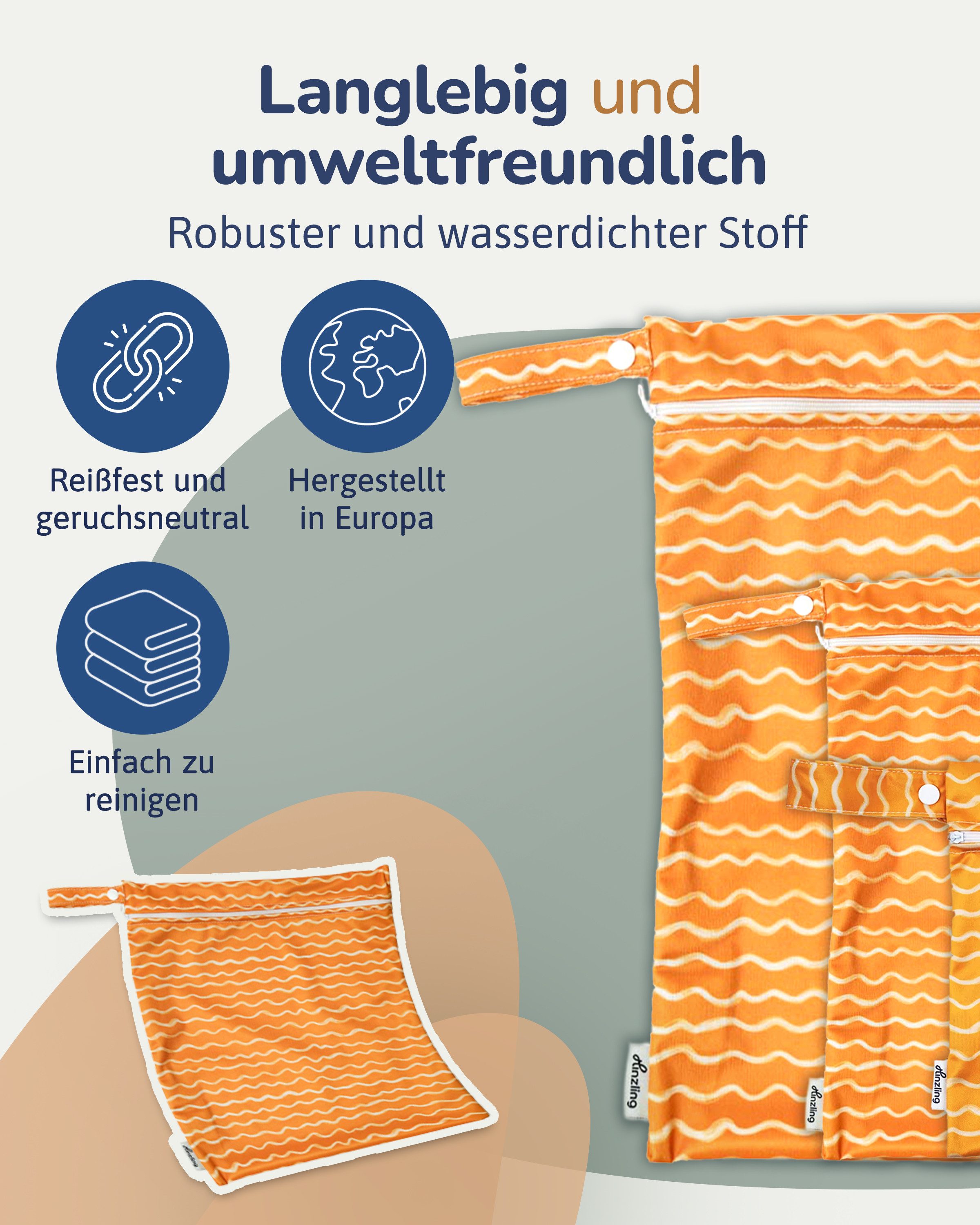 Hinzling Windeltasche Wetbag für Stoffwindeln – Nachhaltige Wetbags aus recyceltem Polyester