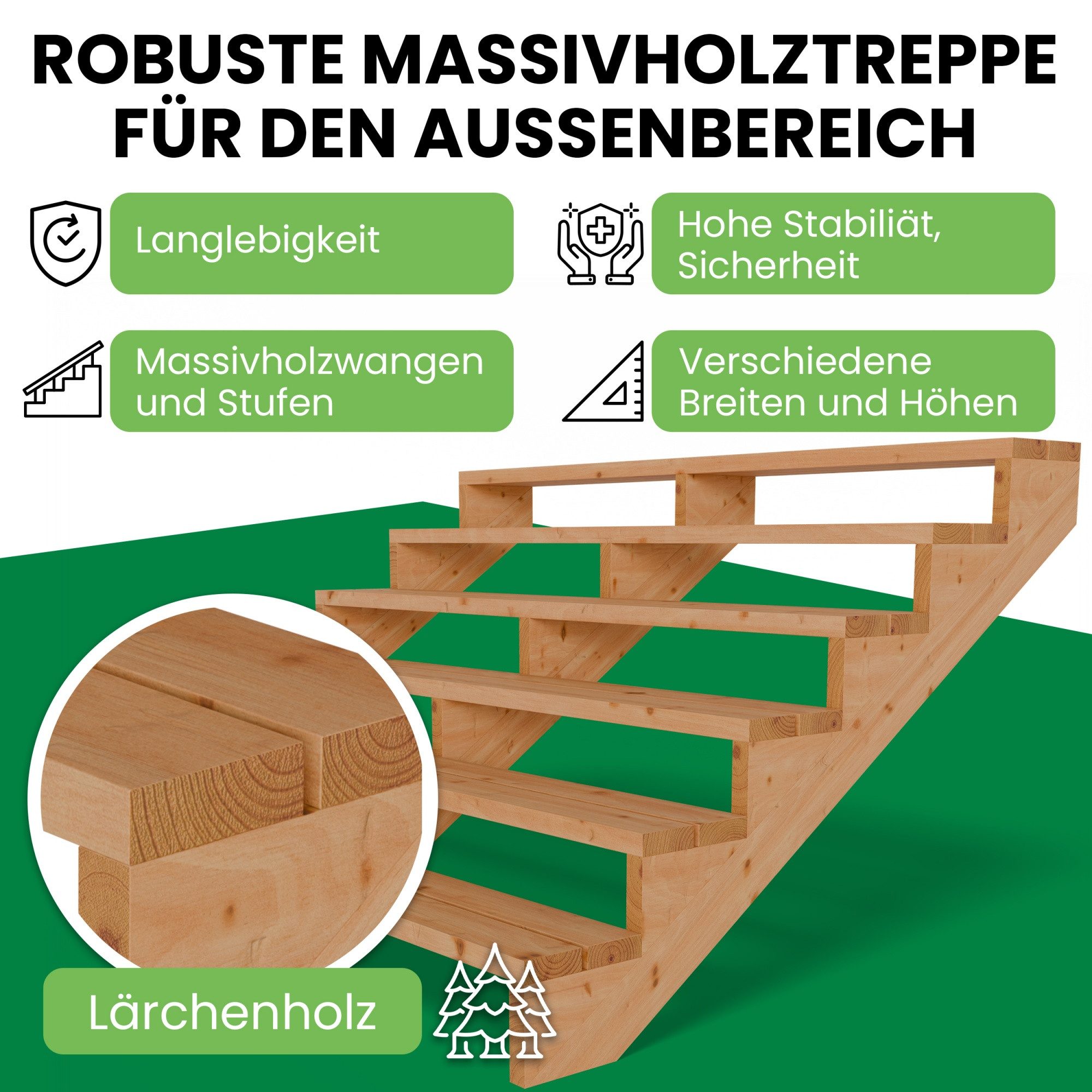 Gartenwelt Riegelsberger Außentreppe Terrassentreppe aus Lärche günstig online kaufen