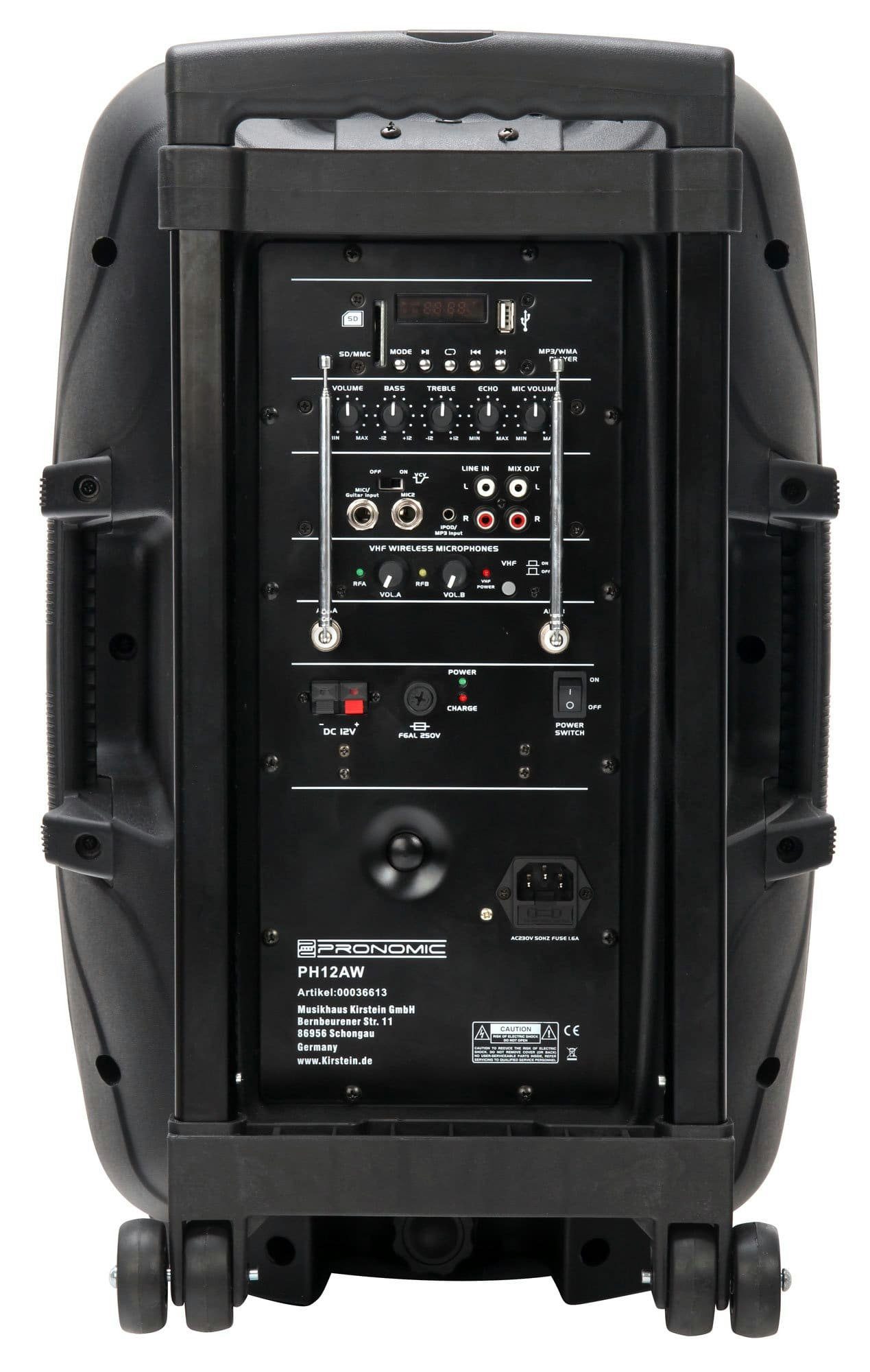 Pronomic Pronomic PH12AW Lautsprecher inkl. Headset) W, (Bluetooth, Funkmikrofon 12" Akku-Aktivbox & MP3/SD/USB-Player, 80