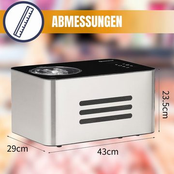 Sommertal Eismaschine Sommertal Eiscreme Maschine ICE1500 3-in-1 Eismaschine, 150 W, Milcheis & Sorbet Eiscrememaschine aus Edelstahl 1,5L 150W Kompressor