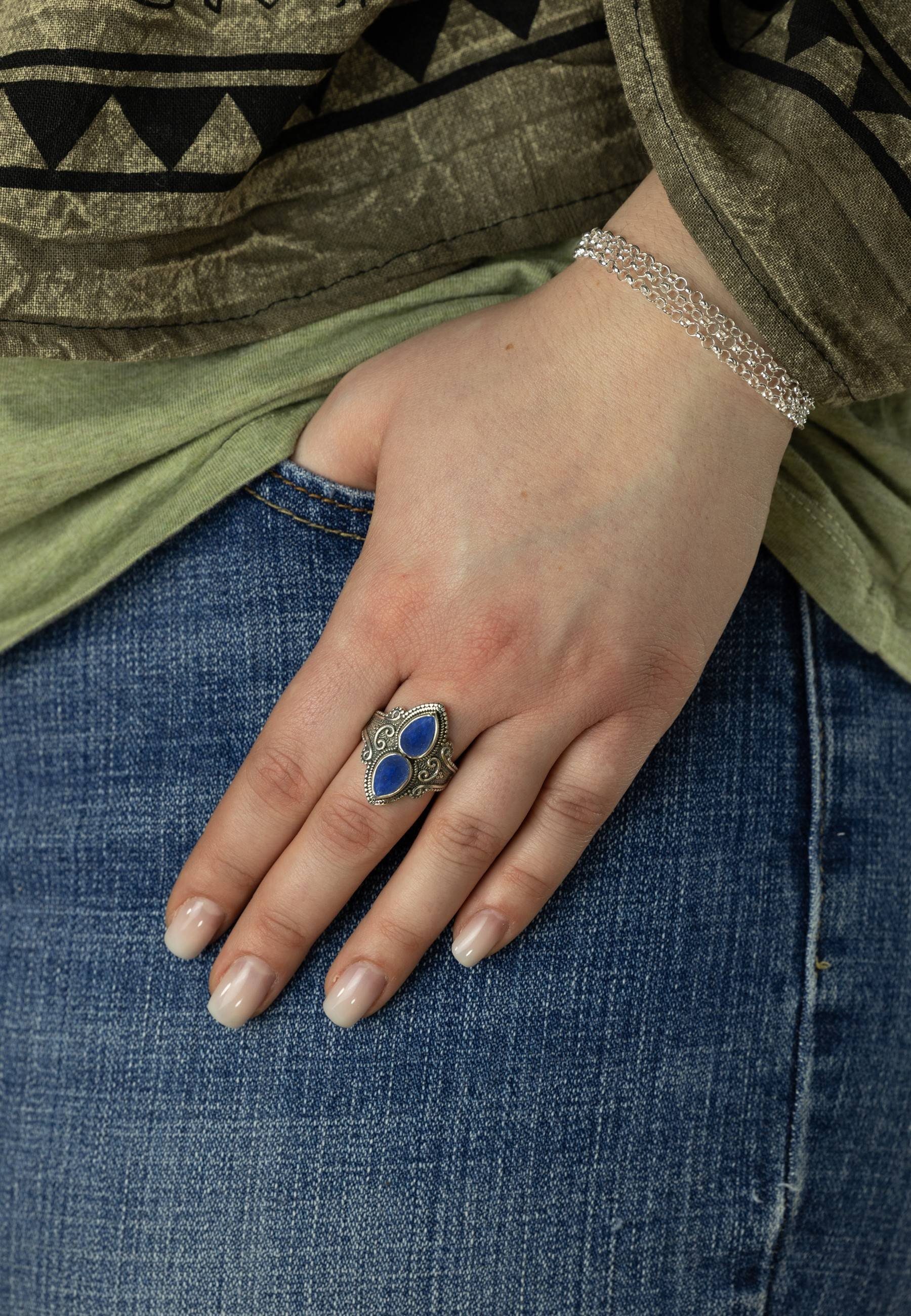 mantraroma Silberring 925er Silber Lapis mit Lazuli