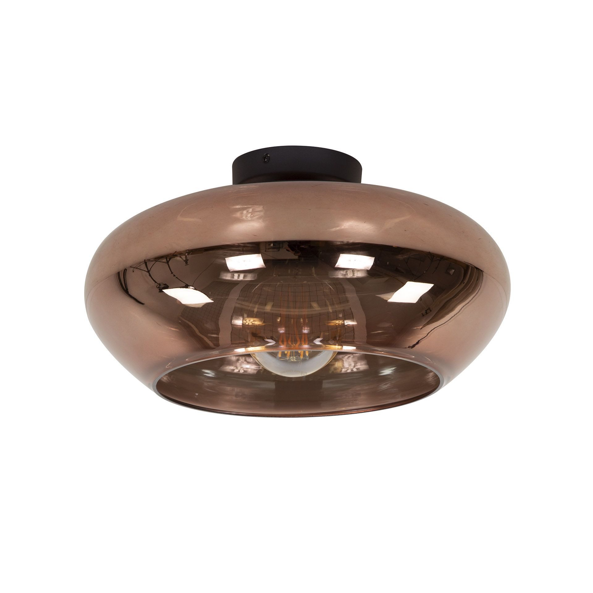 Vintagehaus Deckenleuchte Retro Deckenlampe Elevate Glas rund in kupferfarb günstig online kaufen