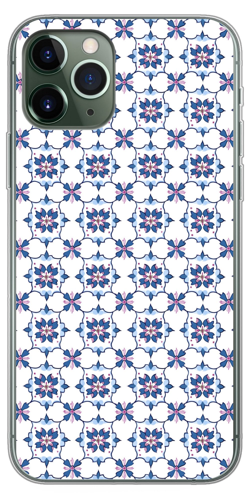 MuchoWow Handyhülle für Apple iPhone 11 Pro Modern - Muster - Blau - Rosa, Smartphone-Bumper, Print, Handy Schutzhülle Dünn