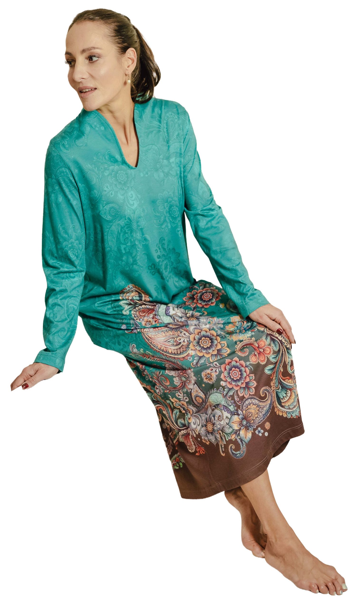 HUTSCHREUTHER Nachthemd Damen Schlafshirt lang (1-tlg) Extravagant