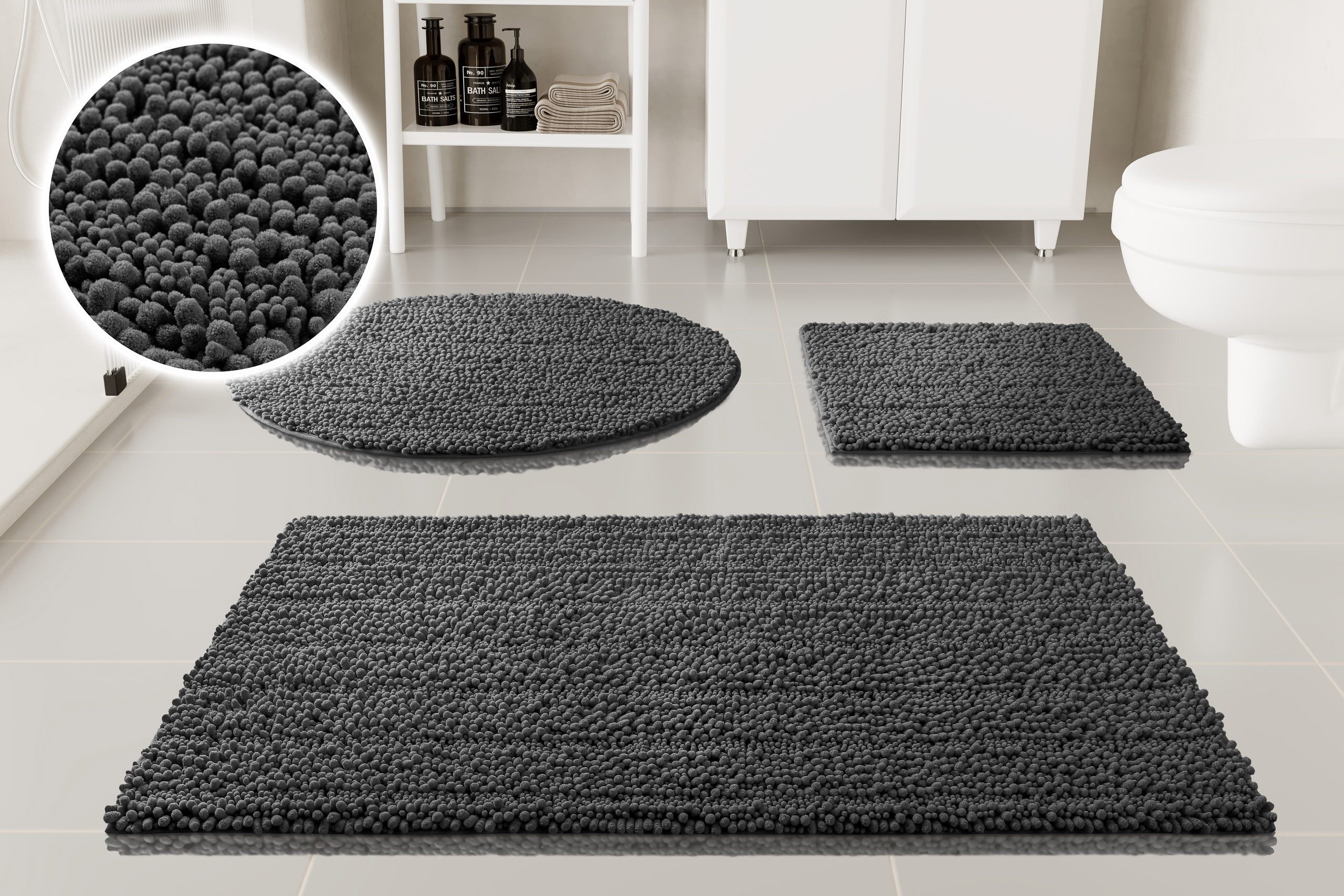 OTTO home Badematte Torrni, Höhe 22 mm, rutschhemmend beschichtet, schnell trocknend, fußbodenheizungsgeeignet, Polyester, rechteckig, Badteppich, getuftet, modern, Uni, antirutsch, flauschig, hochflor