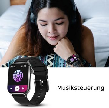 Deunis Smartwatch (1,90 Zoll, Android iOS), Fitness Tracker mit Telefonfunktion Schlafmonitor SpO2 Schrittzähler