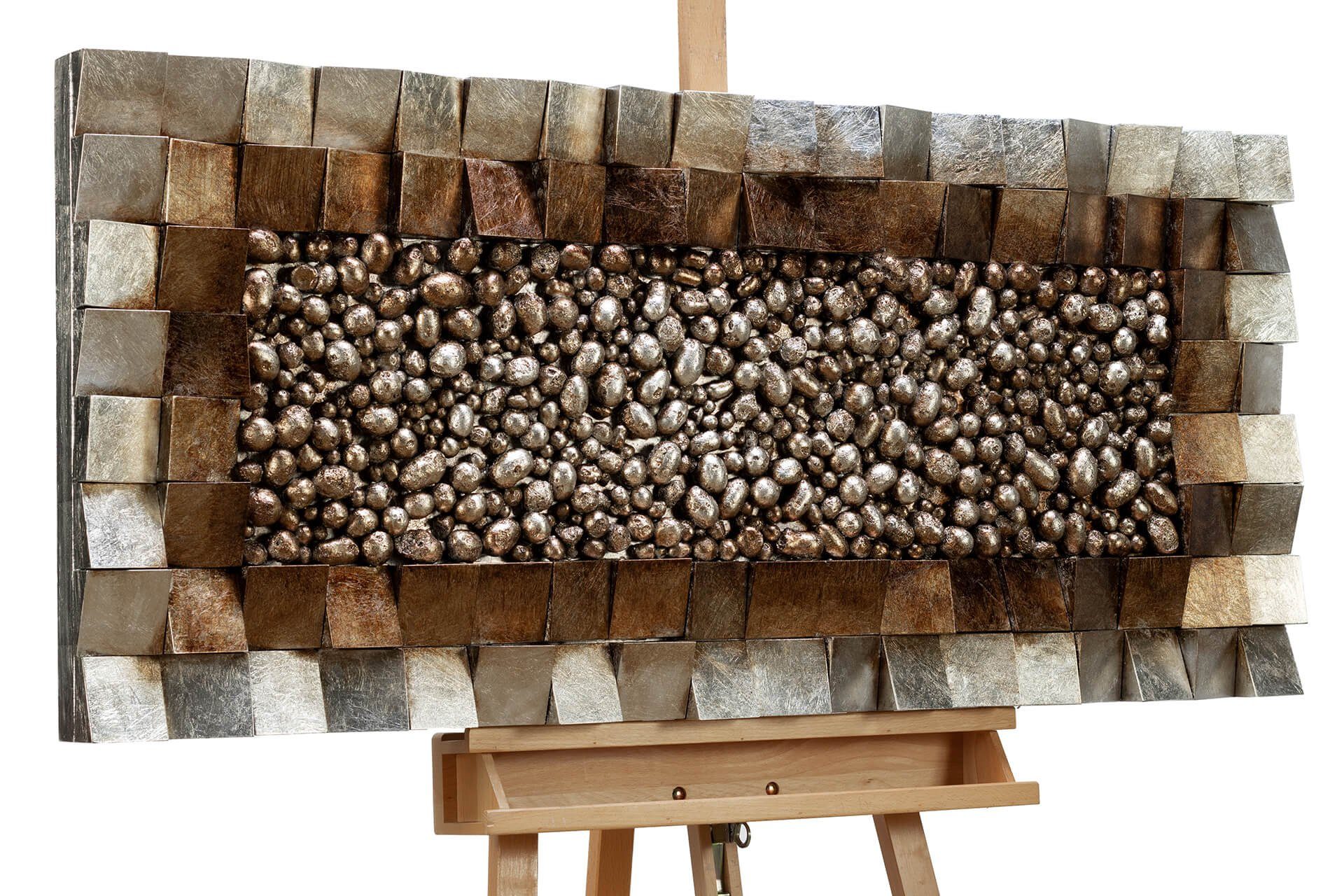 KUNSTLOFT Wandbild Pixelated Illusions 123x55 cm, handgefertigtes Wandbild mit 3D Effekt