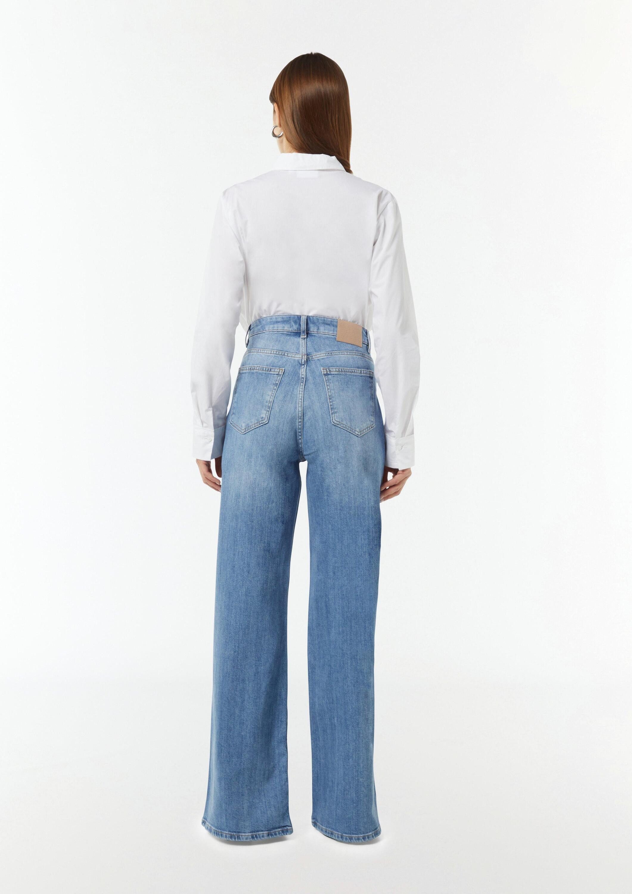 comma Weite Jeans Jeans-Hose Wide-Leg-Jeans mit geschlitztem Saum