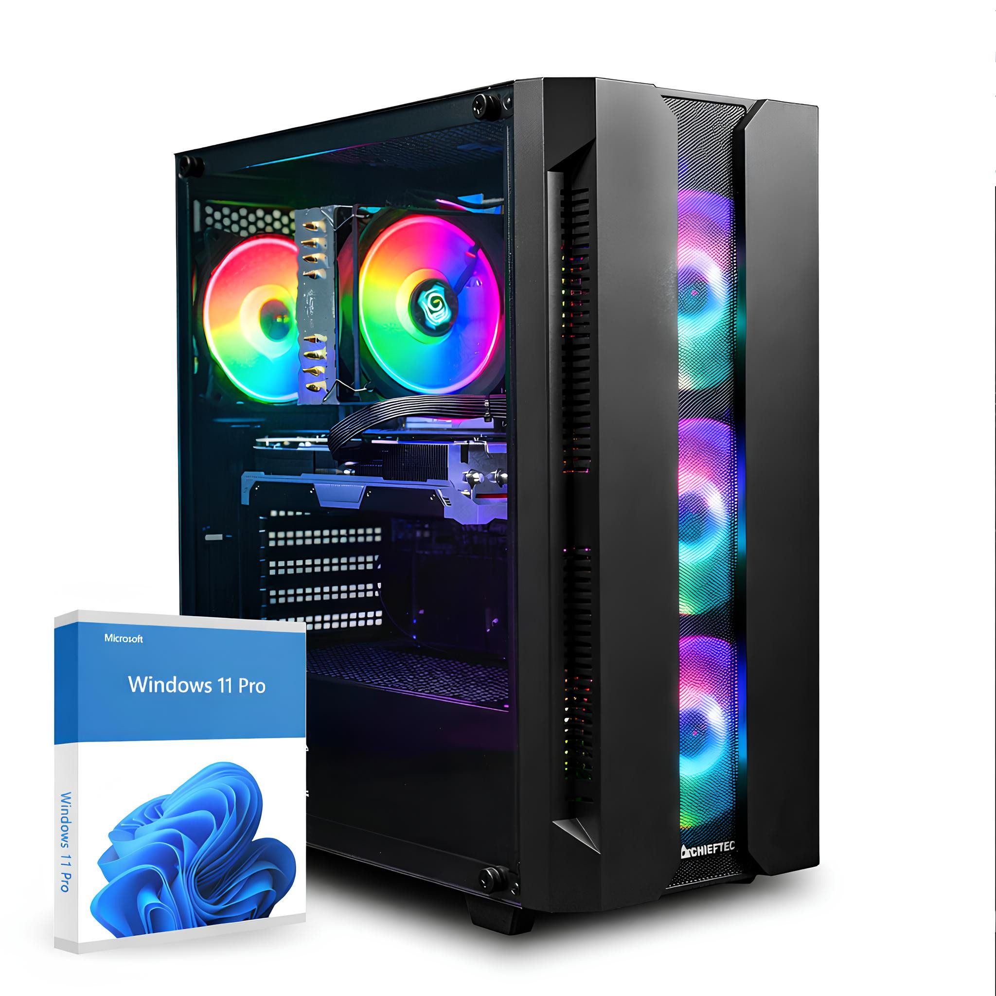 dcl24.de RGB Gamer PC Ryzen 7 5700X RTX 5060 16GB RAM 1TB SSD High Performance Gaming-PC (AMD Ryzen 7 5700X, GeForce RTX 5060, 16 GB RAM, 1000 GB SSD, Luft, Windows 11 Pro, WLAN)