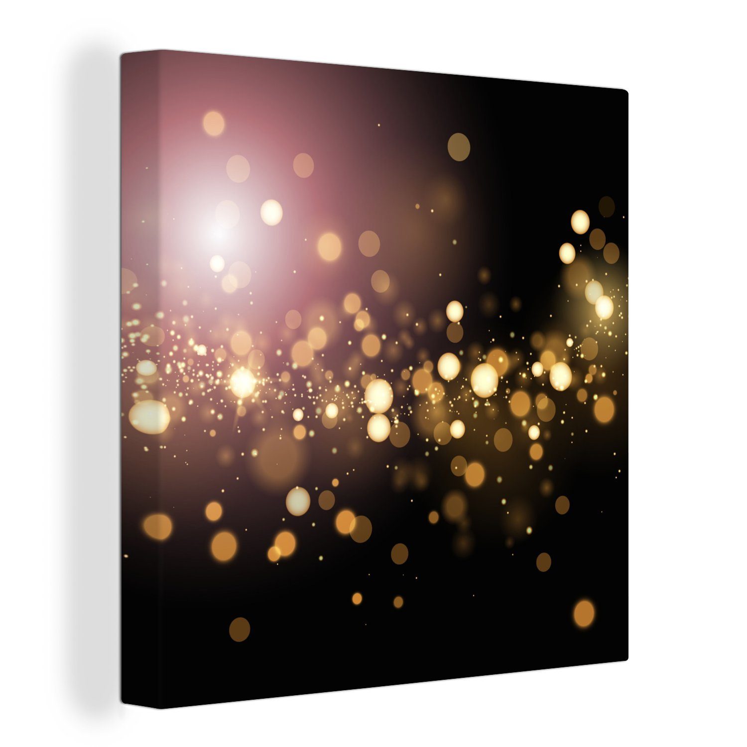 OneMillionCanvasses® Leinwandbild Lichteffektkugeln Schlafzimmer Leinwand goldenem Bilder (1 Schimmer, Wohnzimmer St), mit für