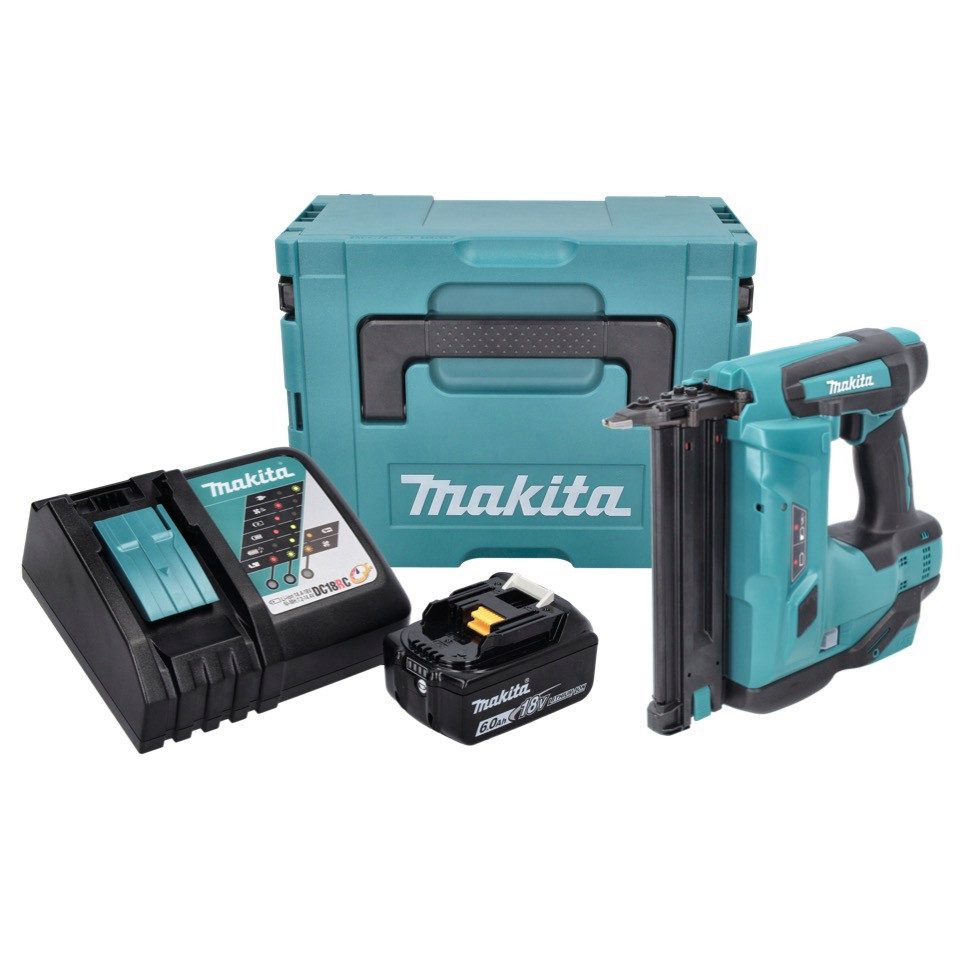 Thumbnail - Makita Nagler DBN 500 RG1J Akku Stauchkopfnagler 18 V 15-50 mm + 1x Akku 6,0 Ah + L
