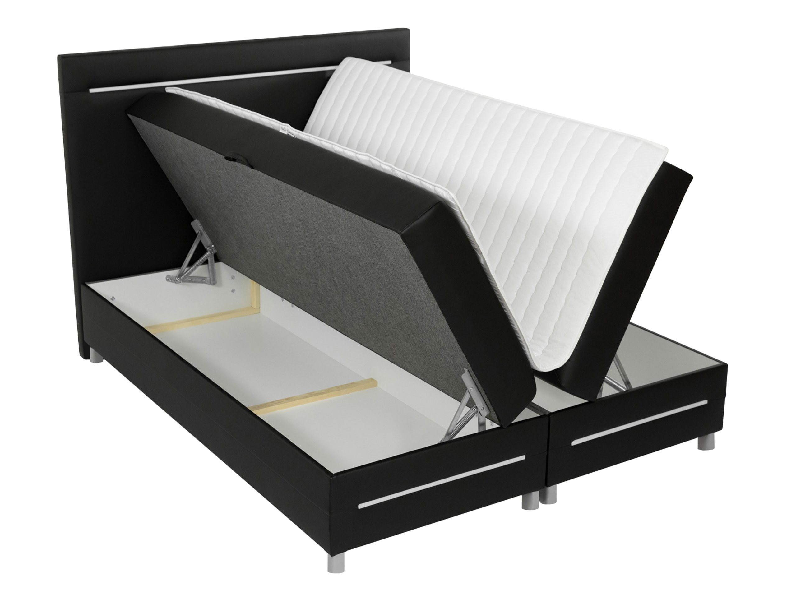 MIRJAN24 Boxspringbett Enter LED (mit Hauptmatratze, Topper und LED-Beleuchtung), Doppelbett mit zwei Bettkästen für die Bettwäsche