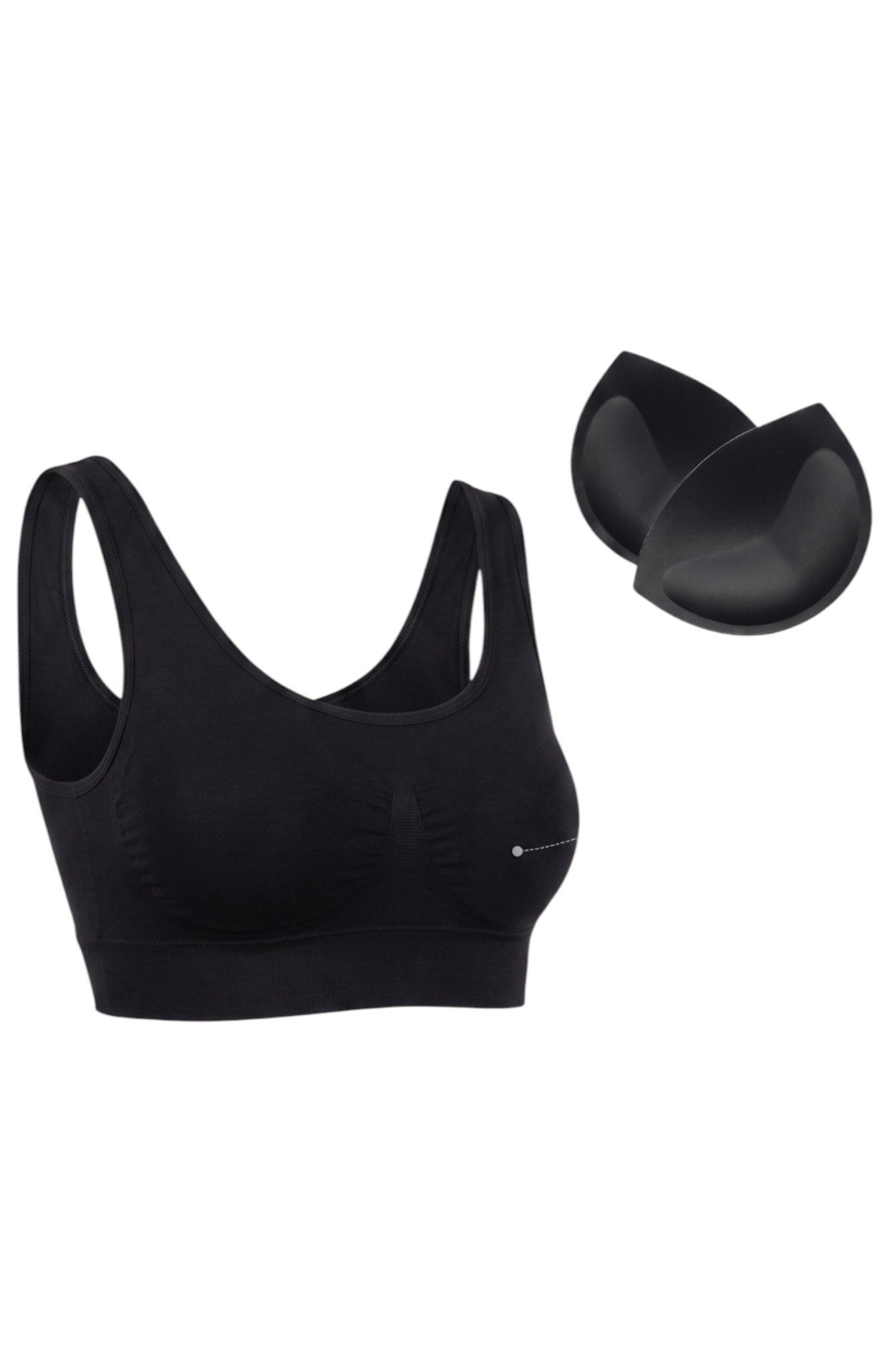 Bustier Damen 2er Pack Bambus BH mit Pads breite Träger weich