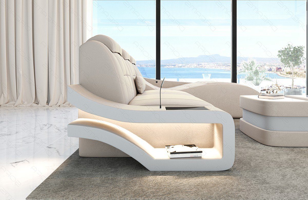 Sofa Dreams Ecksofa Couch Stoffsofa, Elegante wahlweise Bettfunktion creme-weiß Polster Sofa Form Stoff - A mit L