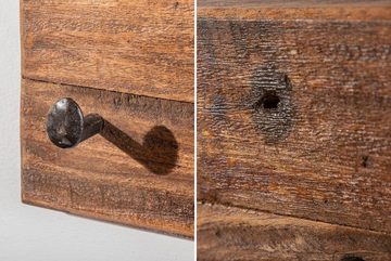 Licht-Erlebnisse Wandgarderobe ERNIE (1 St), Wandgarderobe Teak Holz 90 cm lang 6 Haken Garderobenleiste Wandhaken