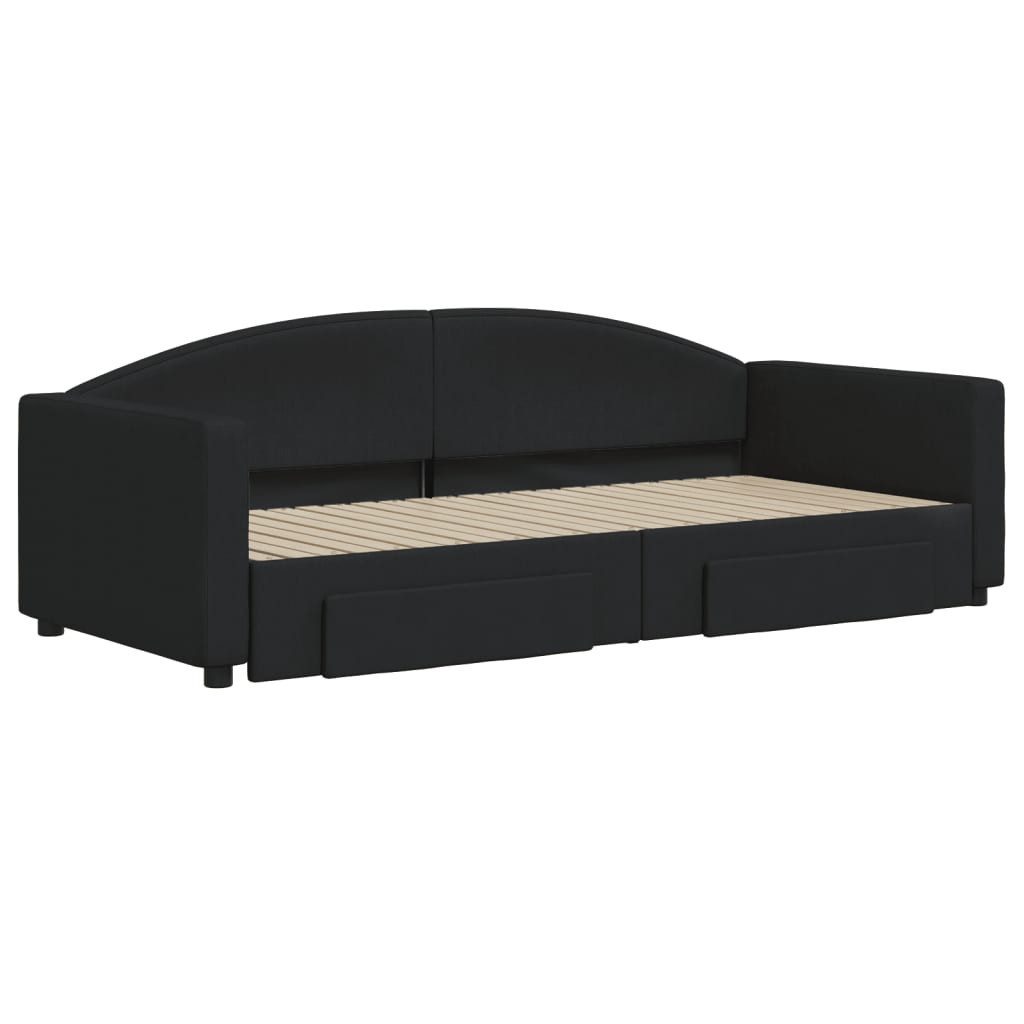 vidaXL Gästebett 90 x 200 cm Gästebett Tagesbett Ausziehbar mit Schubladen Schwarz 90x2