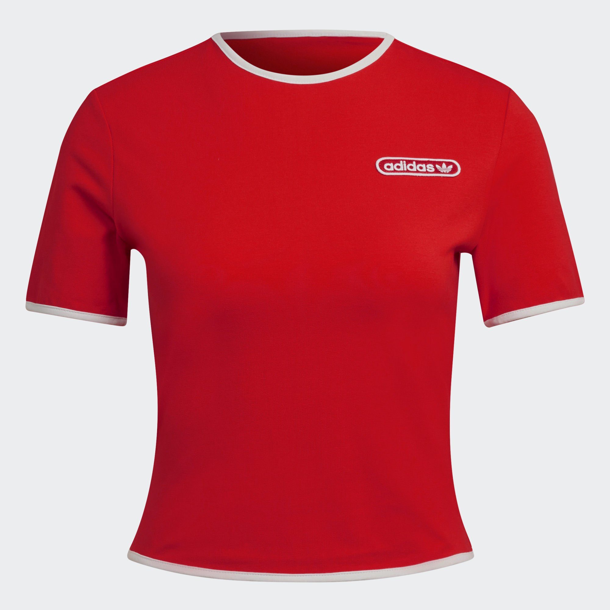 BINDING T-Shirt Originals adidas DETAILS CROP Red T-SHIRT Vivid