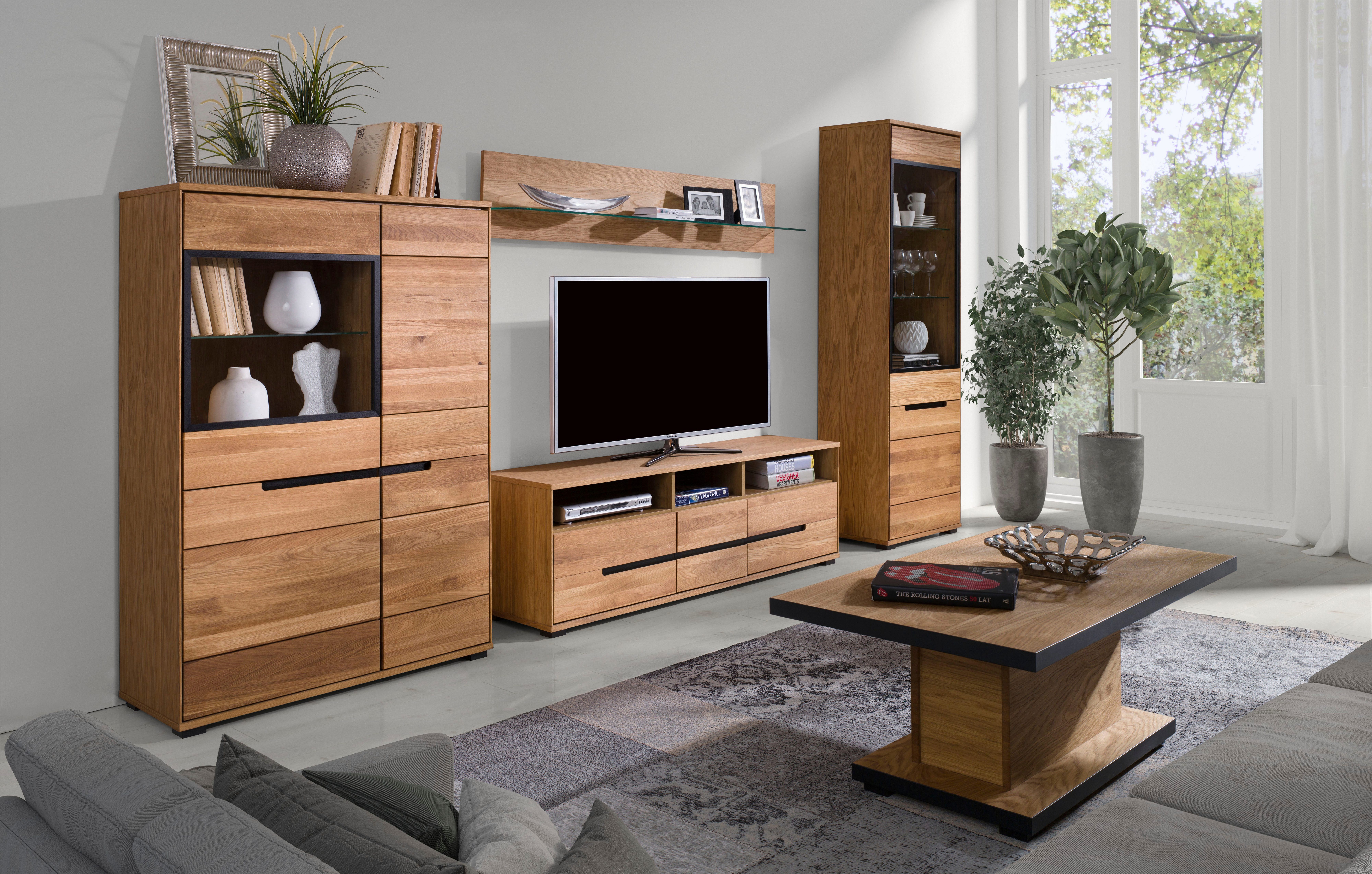 Home affaire Highboard, Schwarze Elemente, viel Stauraum, Türen mit dampfer, Wohnzimmer