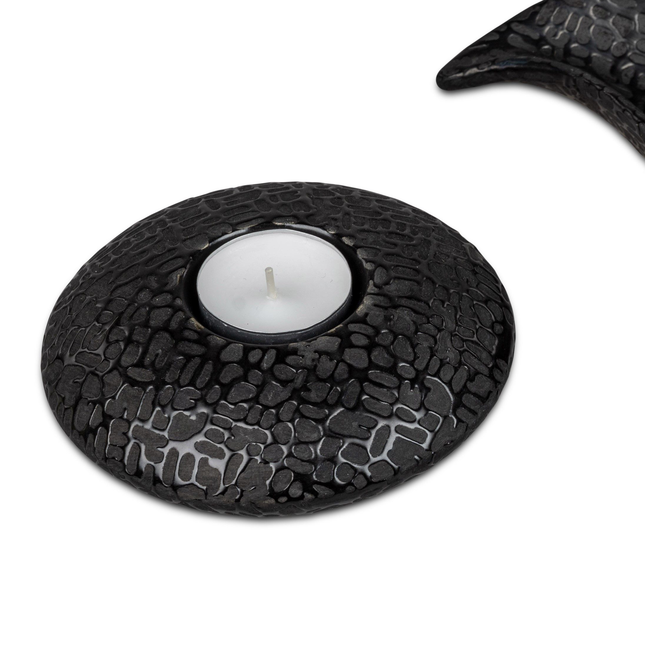 formano Teelichthalter Modern Black, Höhe: 4.5cm, Farbe: Schwarz, Motiv: Struktur