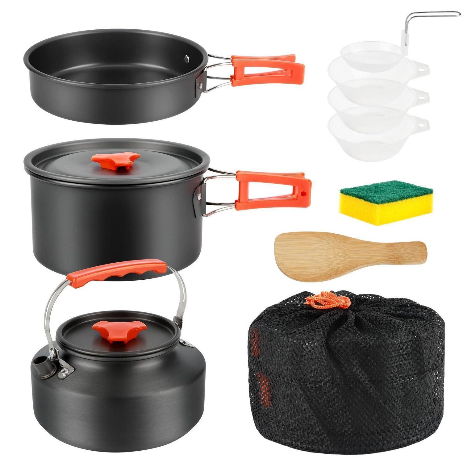 LuxusKollektion Geschirr-Set Camping Kochgeschirr Set 10-teilig Outdoor, Metall
