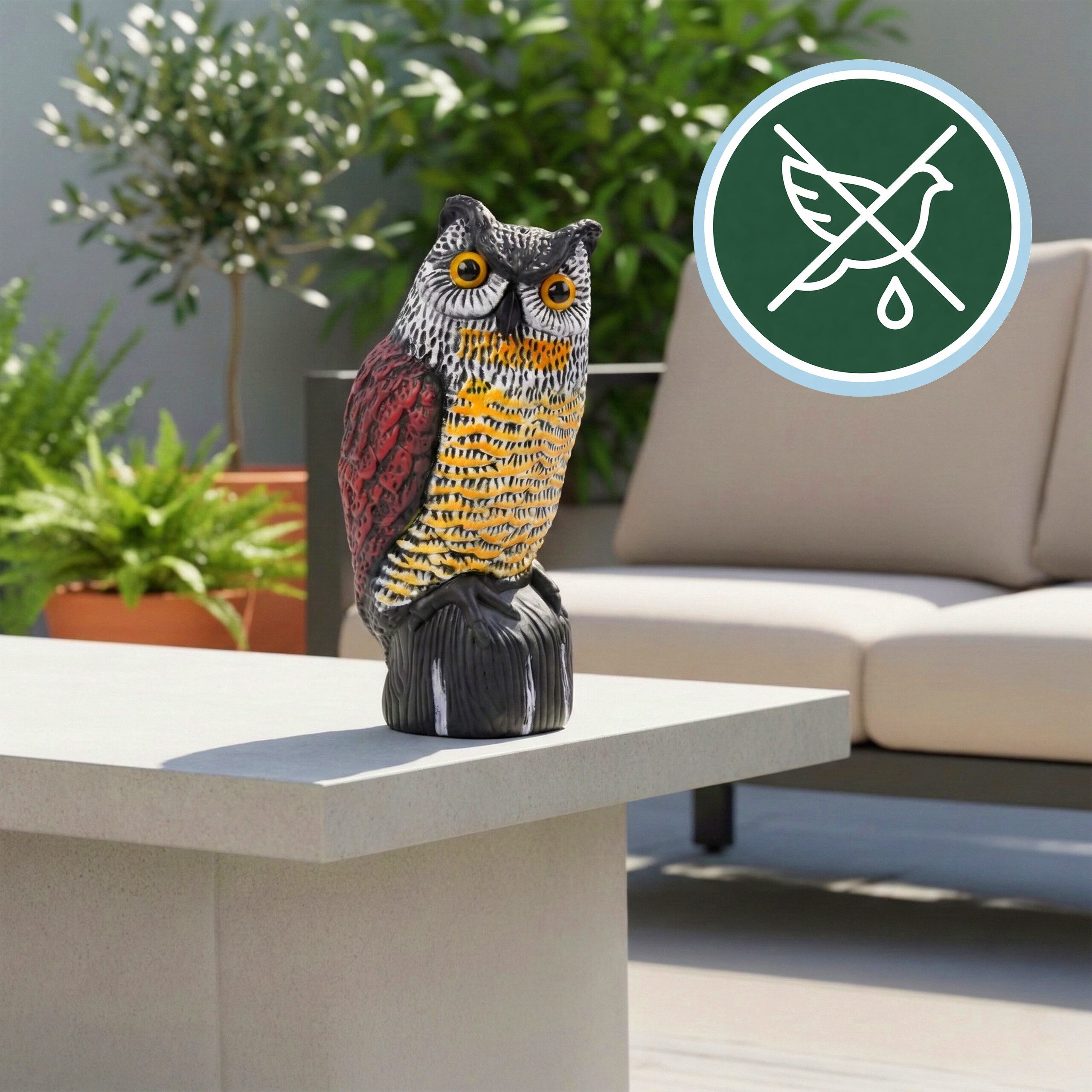 relaxdays Vogelattrappe Vogelabwehr Eule 40 cm