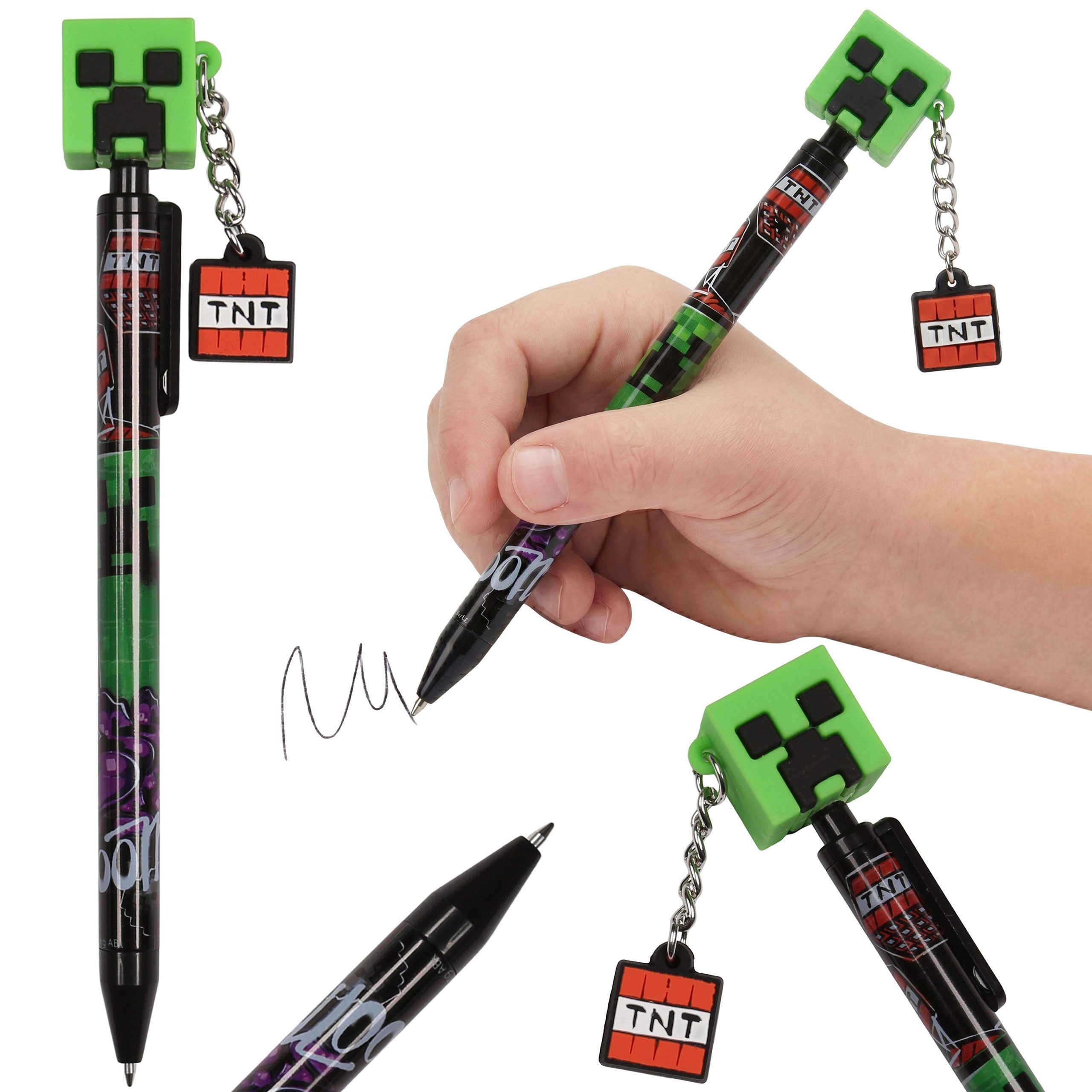Minecraft Kugelschreiber Minecraft Kugelschreiber – schwarze Tinte, Topper und Anhänger