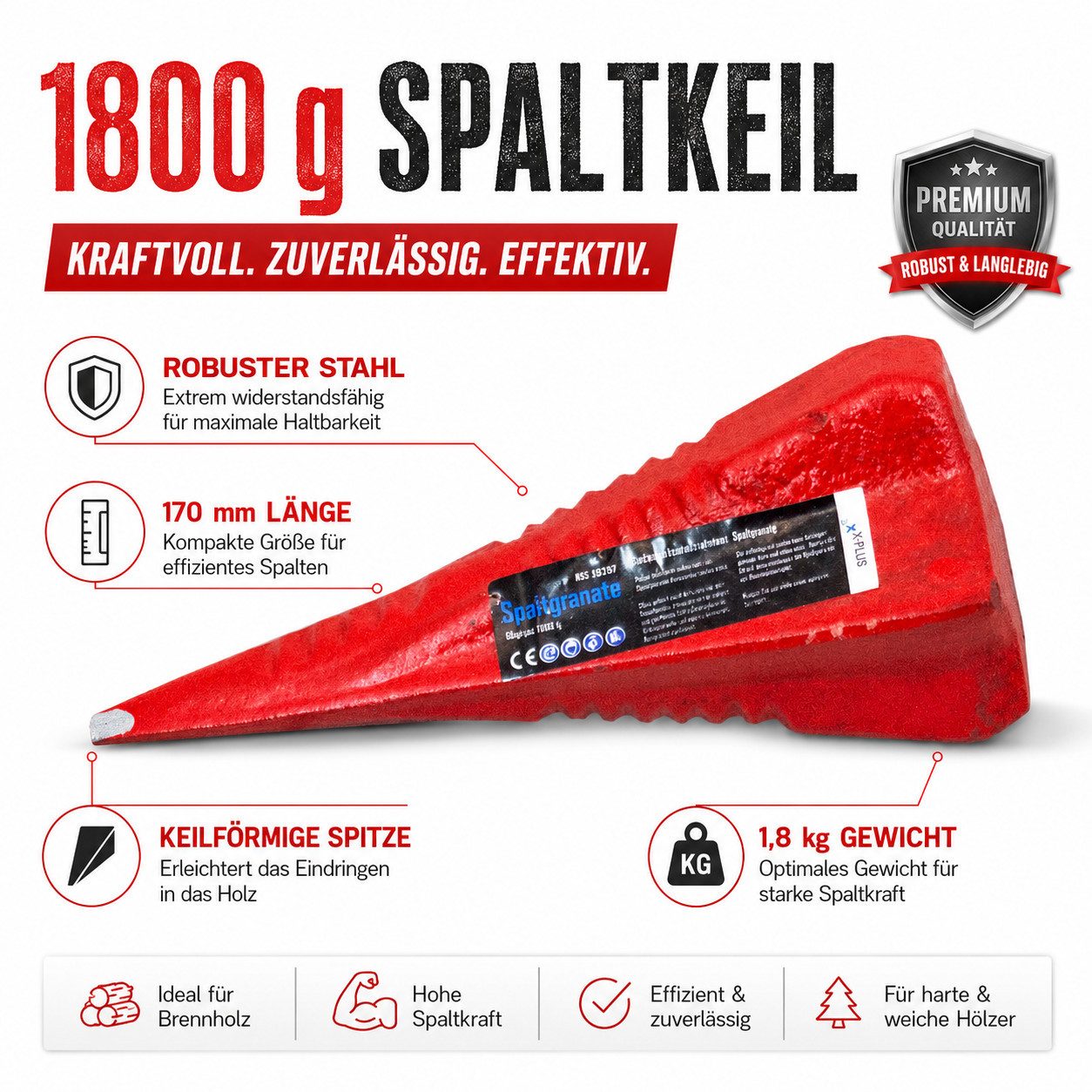 Bituxx Drehspaltkeil Spaltgranate 1800 g, (MS-16367) – Bild 3 von 4