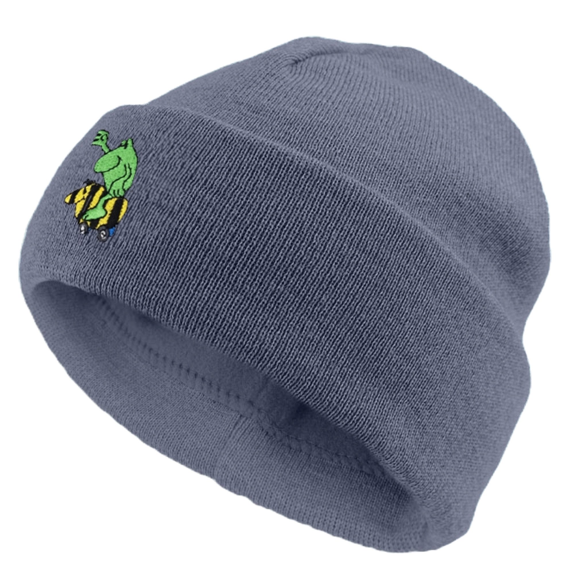 Strickmütze Bavarian Caps Kinder Stick-Haum "Janosch: Tigerententaxi" - blaugrau