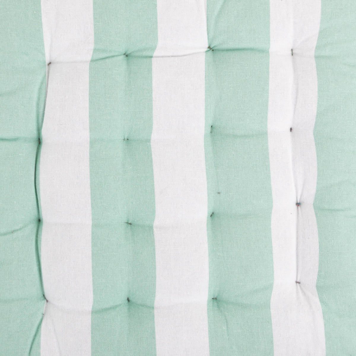 SCHÖNER LEBEN. Stuhlkissen Sitzkissen mit Bindebändern zweiseitig Streifen mint weiß 40x40cm
