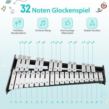 KOMFOTTEU Xylophon, professionelles Glockenspiel mit höhenverstellbarem Ständer