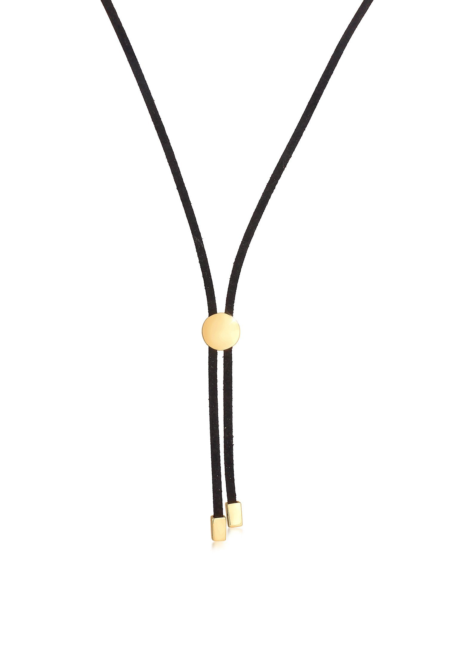 Elli Kette ohne Anhänger Leder Textil Schwarz Disc Element 925 Silber günstig online kaufen