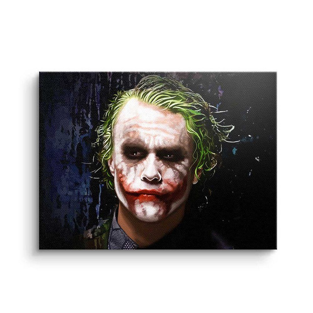 DOTCOMCANVAS® Leinwandbild, Leinwandbild crazy Joker Batman Porträt Film TV Charakter schwarz mit ohne Rahmen