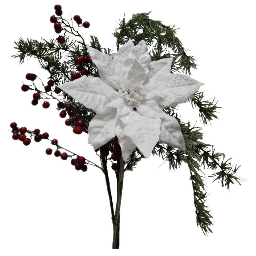 Kunstblume *Gemischter Blumenstrauß aus Weihnachtsstern, Beerenzweig, Zeder