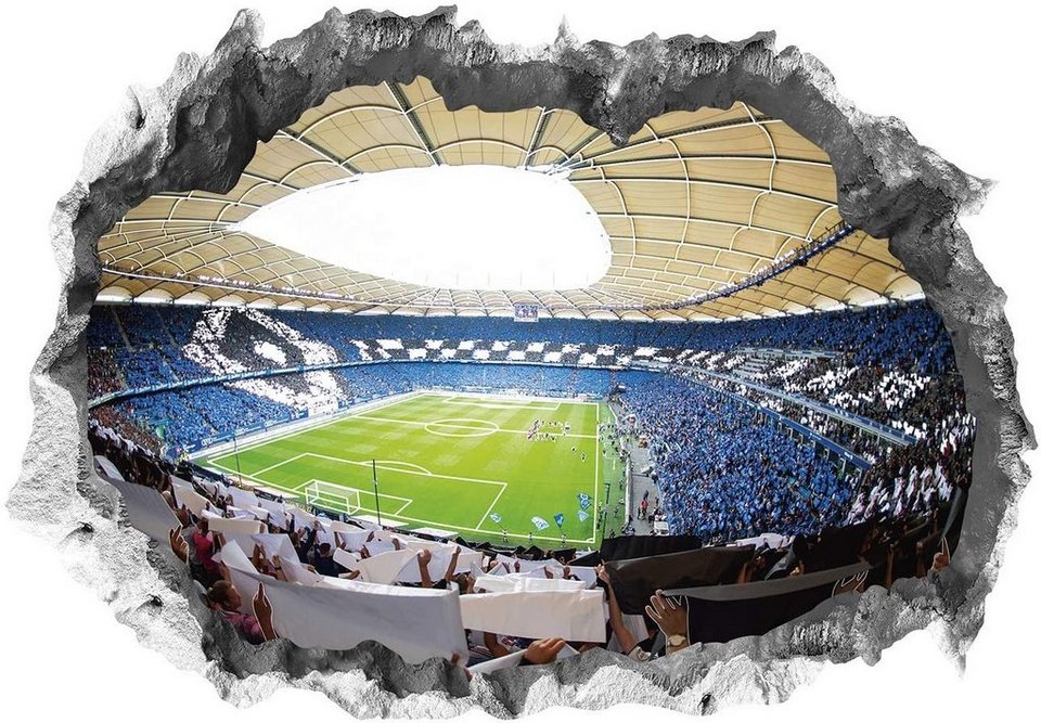 HSV 3D-Wandtattoo Volksparkstadion 70 x 100 cm., Hamburger SV, Mehrfarbig  Tattoo Fussball Stadion, Haftet an nahezu alle glatten Oberflächen