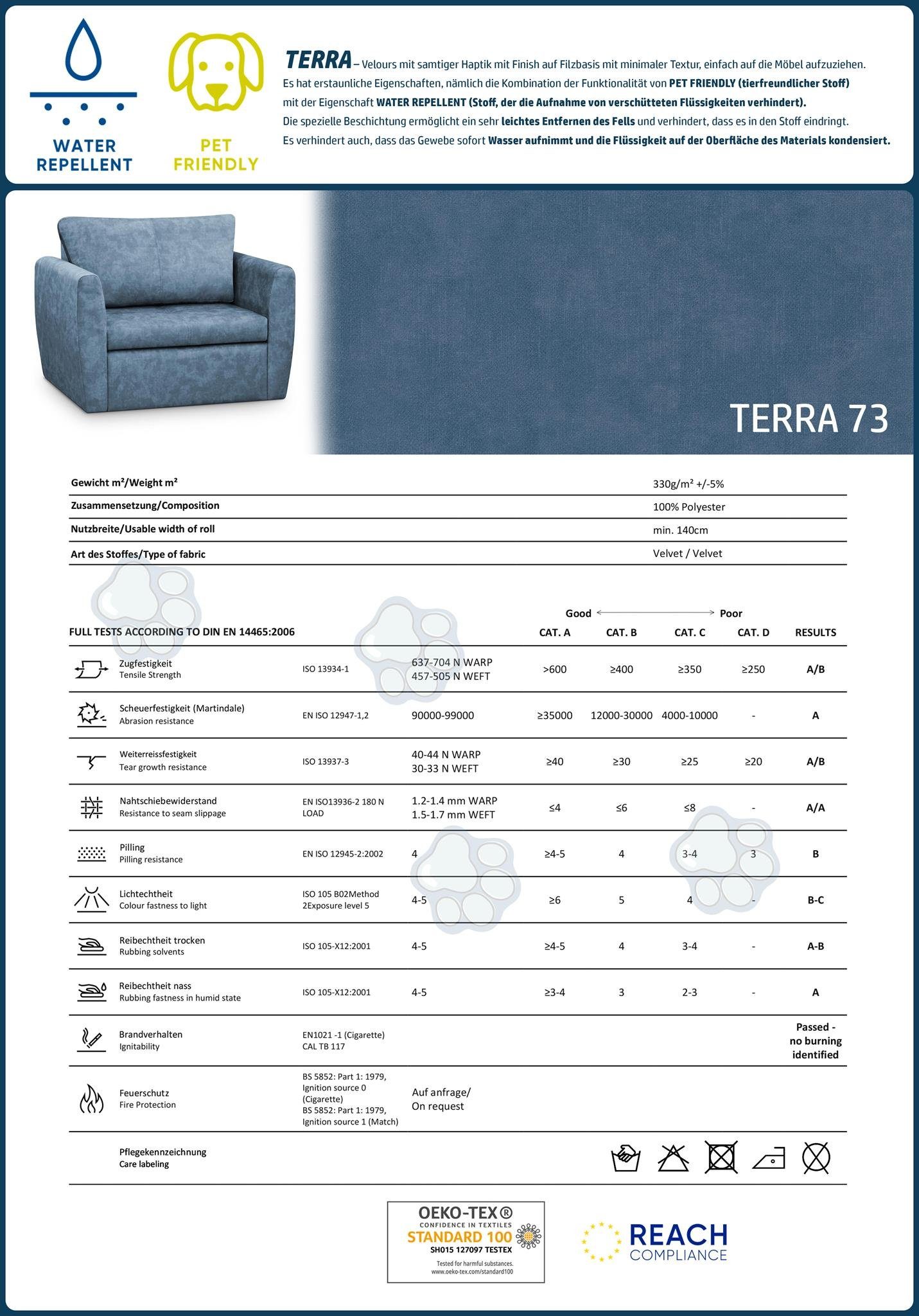 Blau Sofa Relaxsessel 73) Schlaffunktion, Kamel (terra Schlafsessel, Beautysofa Wohnzimmer), für Bettkasten, (1-Sitzer Relaxsessel Polstersessel