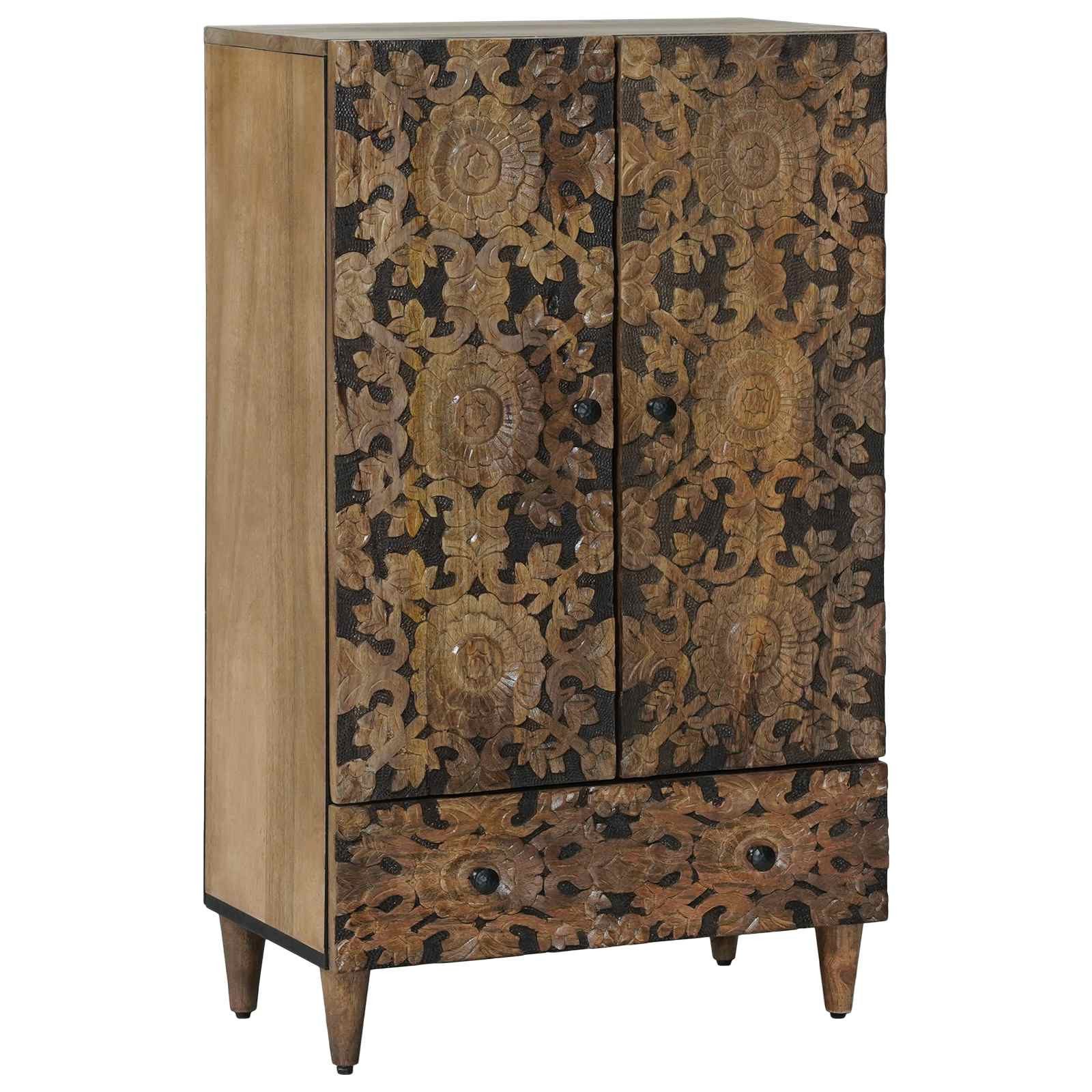 vidaXL Hochschrank Hochschrank mit Regal Braun 60 x 33,5 x 100 cm Massivholz (1-St)
